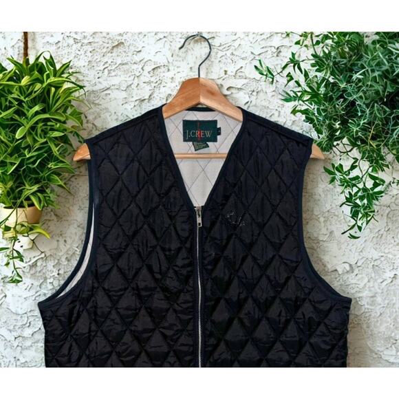 J.Crew Oarsman Quilted Vest Black White Lined Men’s S Made in Korea Nylon Vtg. - Picture 2 of 8
